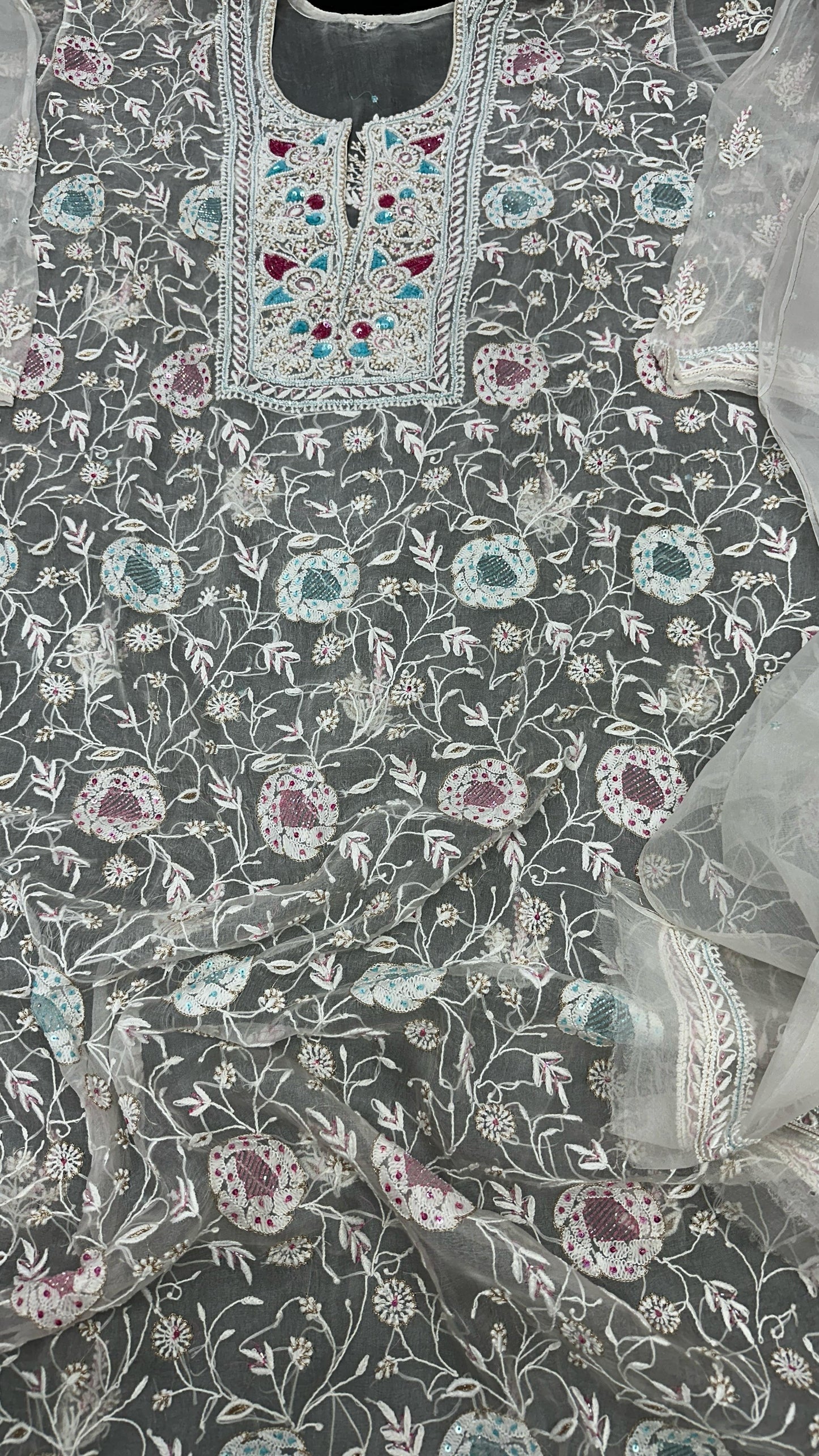 Divine Pure Organza Silk Shirt & Dupatta Set – Drenched in Delicate Craft & Regal Finesse