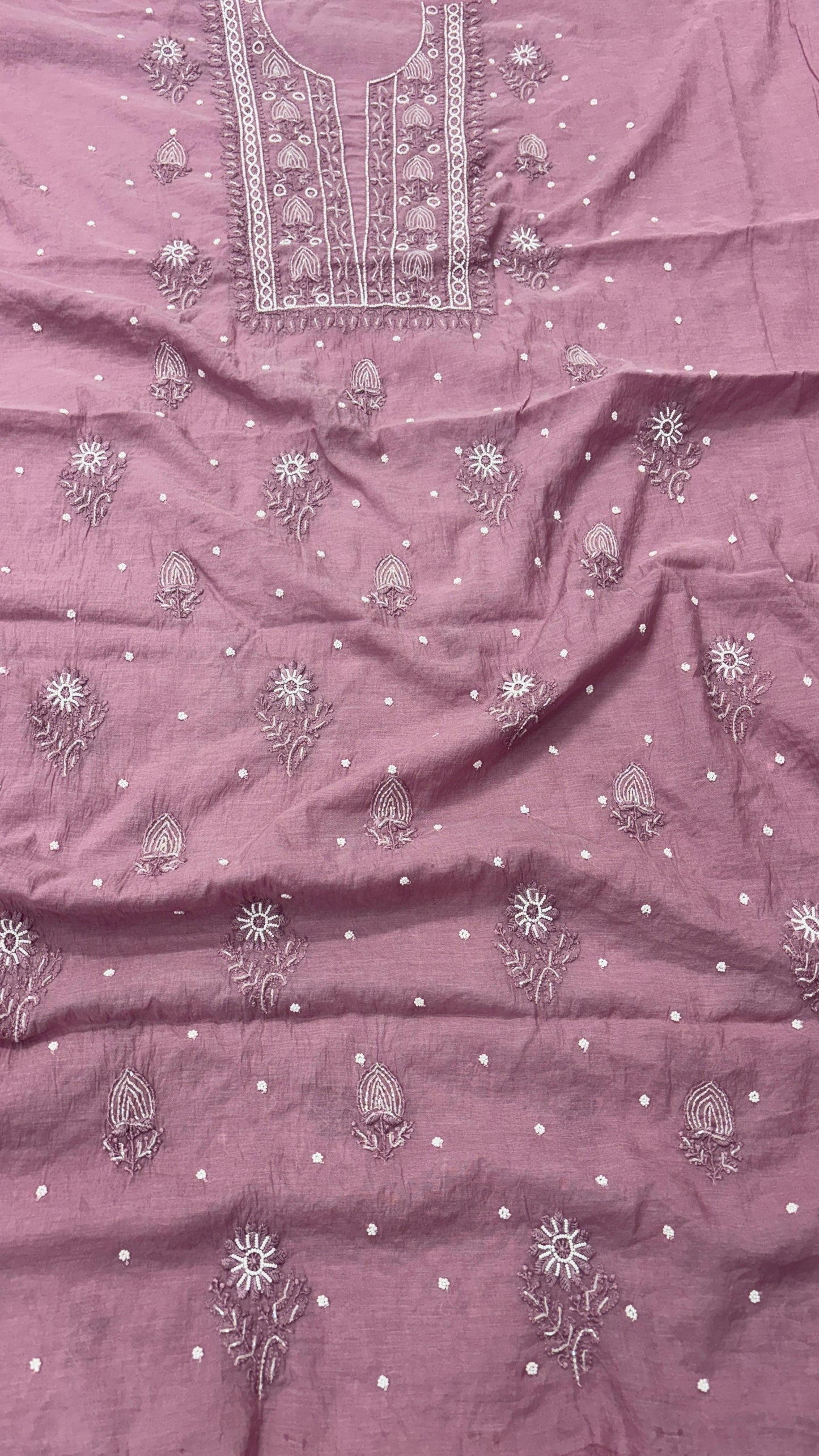 Mauvey Nude Mul Kurta & Dupatta Set – Adorned with Pearl & Cutdana Work