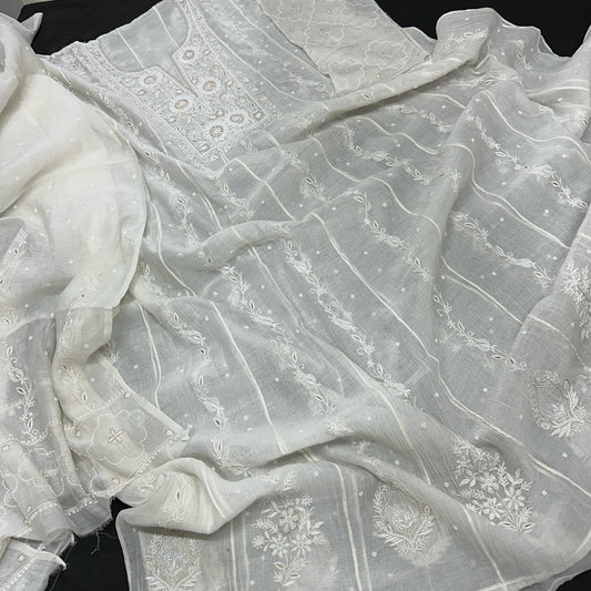 Luxurious Mul Chanderi Semi-Stitched Anarkali Dupatta Set – A Timeless Masterpiece!