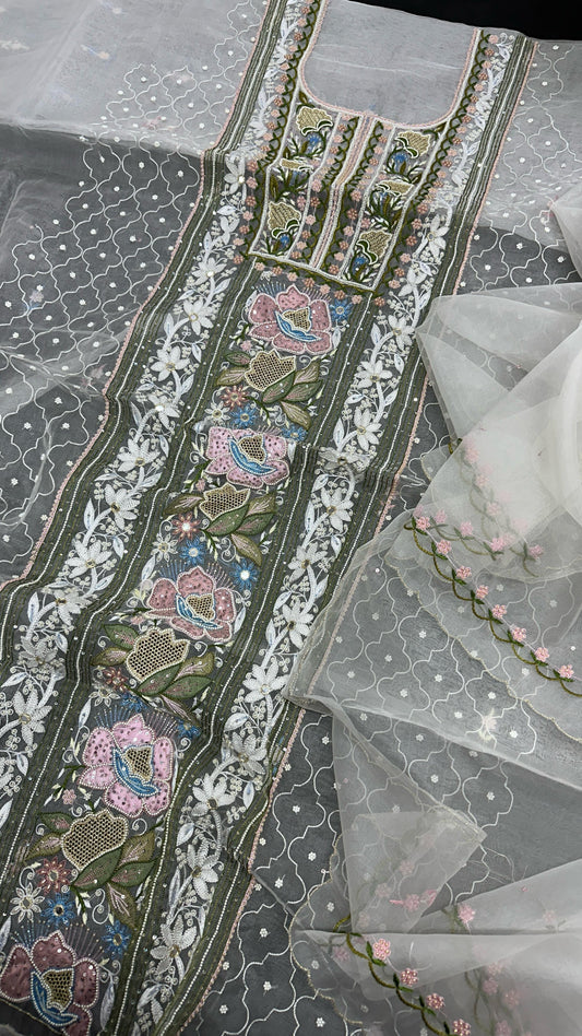 Opulent Pure Organza Silk Shirt & Dupatta Set – A Masterpiece of Elegance