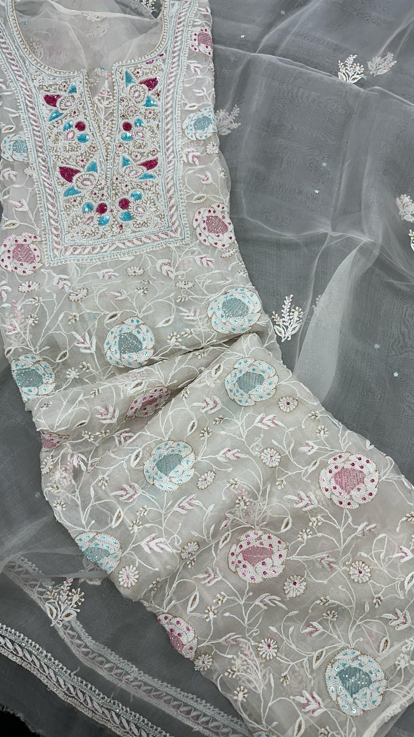 Divine Pure Organza Silk Shirt & Dupatta Set – Drenched in Delicate Craft & Regal Finesse