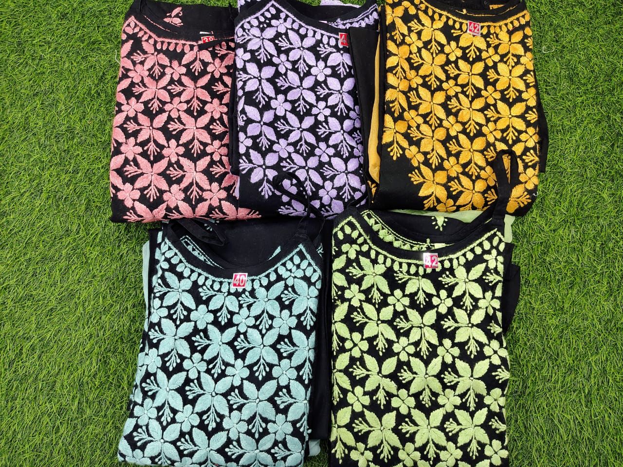 Midnight Blossom – Artisanal Black Spaghetti Co-Ord Set with Delicate Pink Chikankari Thread Work and Soft Pink Drape