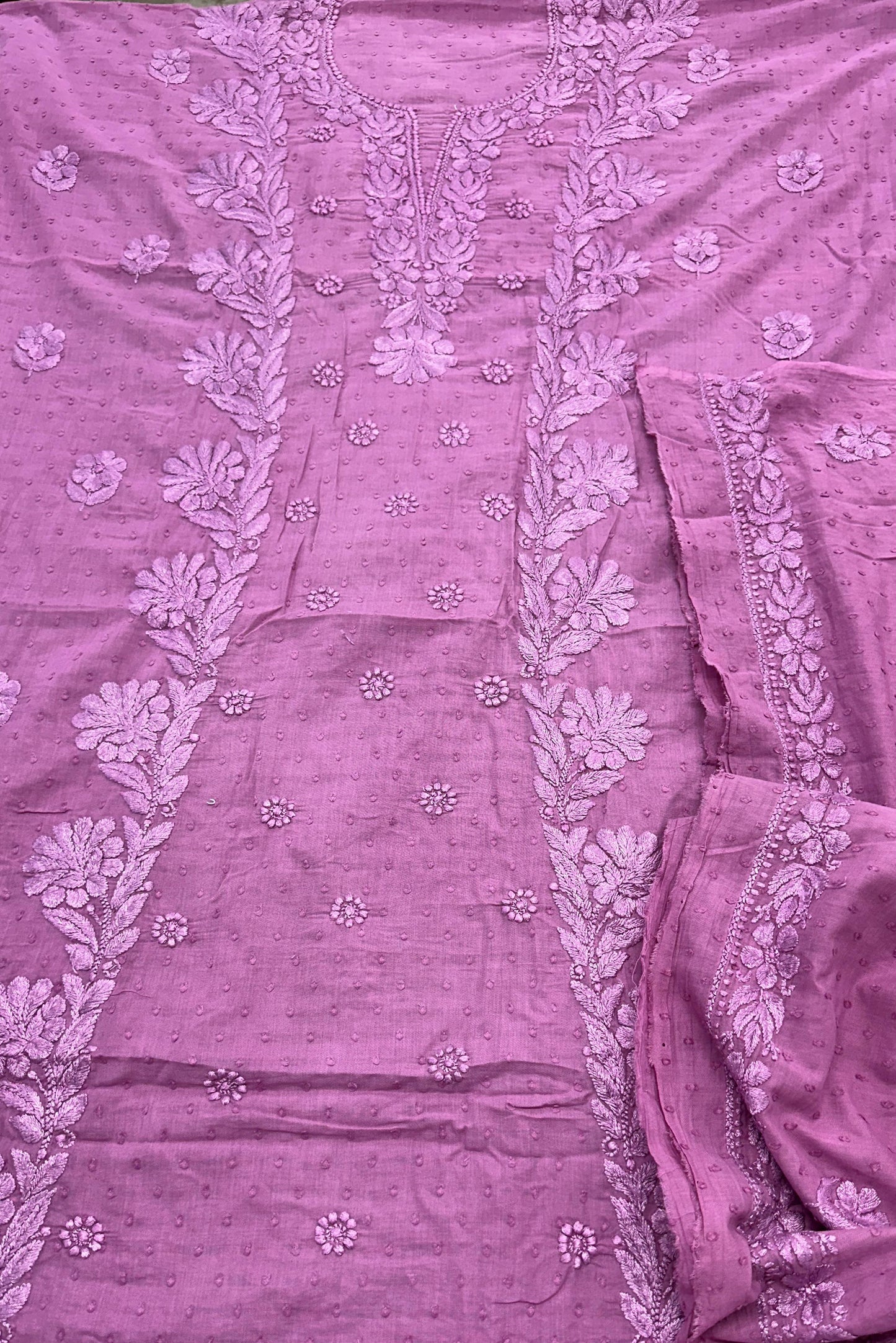 Blossom Pink Dreams — Pure Mul Dobby Cotton Kurta & Dupatta Set with Delicate Chikankari