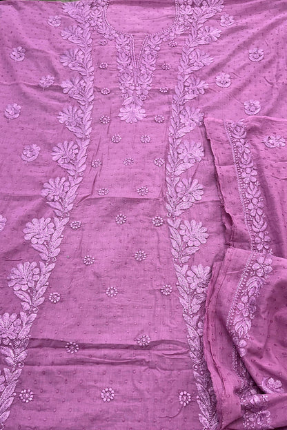 Blossom Pink Dreams — Pure Mul Dobby Cotton Kurta & Dupatta Set with Delicate Chikankari