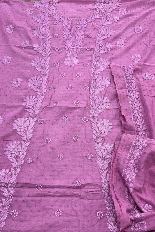 Blossom Pink Dreams — Pure Mul Dobby Cotton Kurta & Dupatta Set with Delicate Chikankari