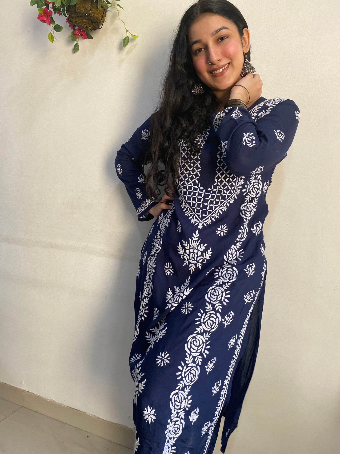 Navy Blue Muse – Classic Chikankari Artistry on Modal Fabric