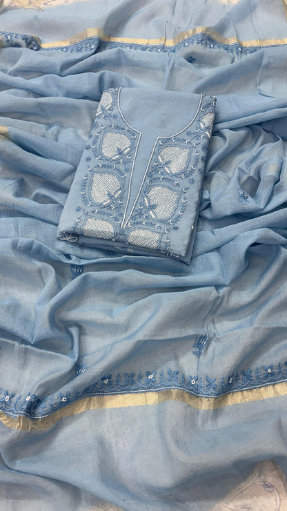 Spun Pearl Mul Kurta & Dupatta Set – Adorned with Pearl & Cutdana Work