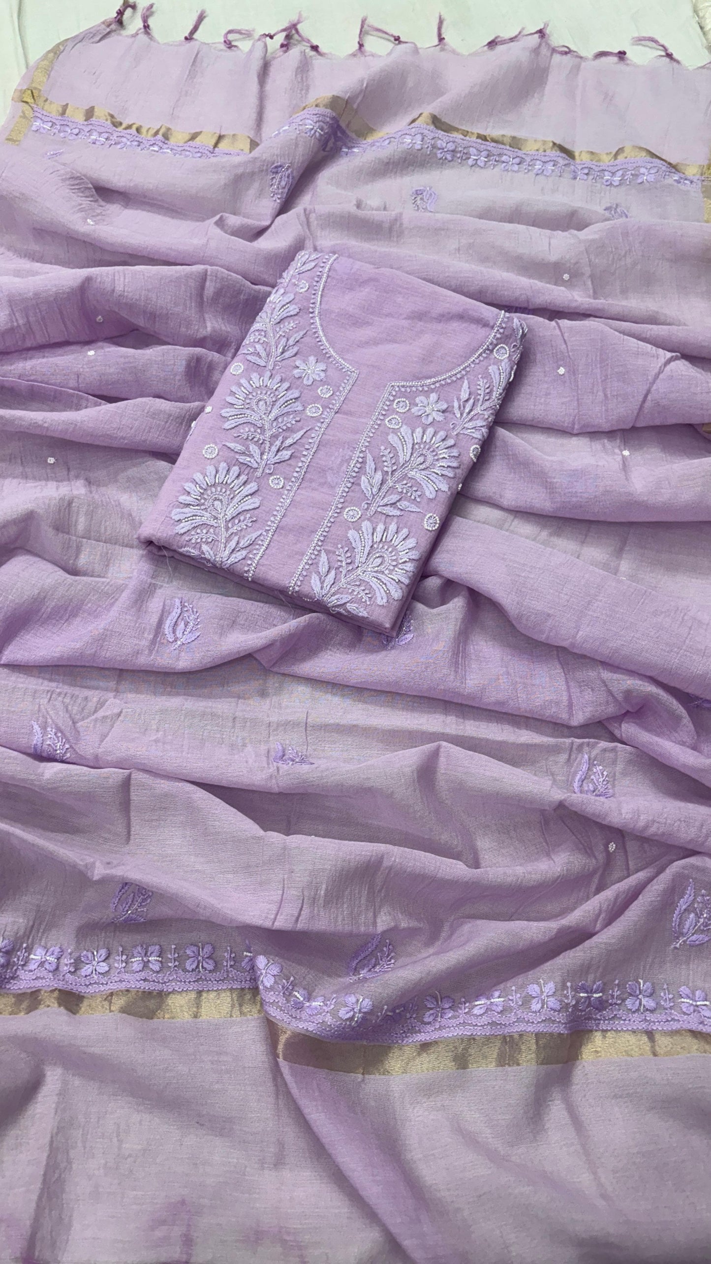 Pink Swan Mul Kurta & Dupatta Set – Adorned with Pearl & Cutdana Work