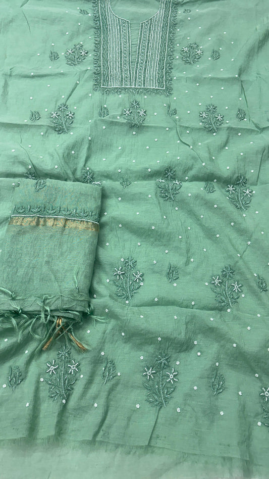 Emerald Mul Kurta & Dupatta Set – A Masterpiece of Luxury & Intricacy