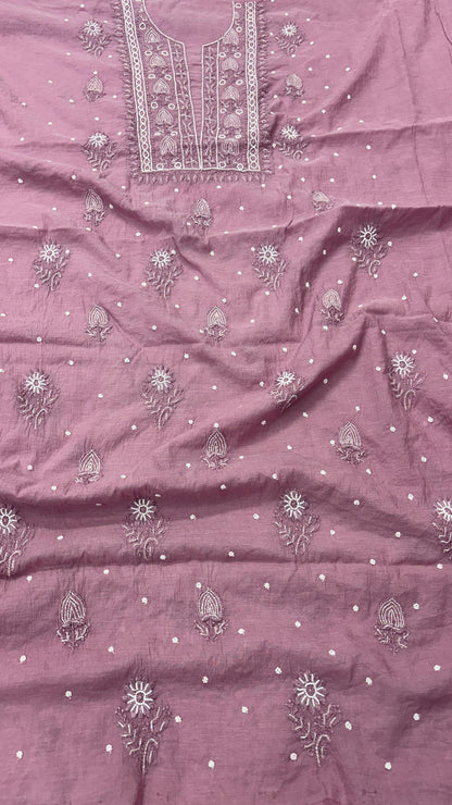 Mauvey Nude Mul Kurta & Dupatta Set – Adorned with Pearl & Cutdana Work