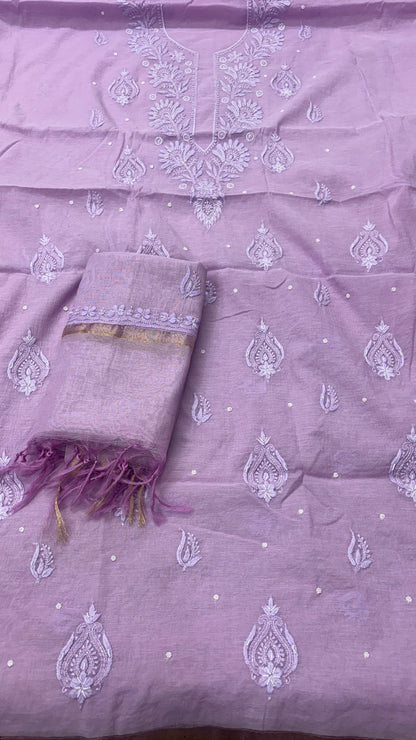 Pink Swan Mul Kurta & Dupatta Set – Adorned with Pearl & Cutdana Work
