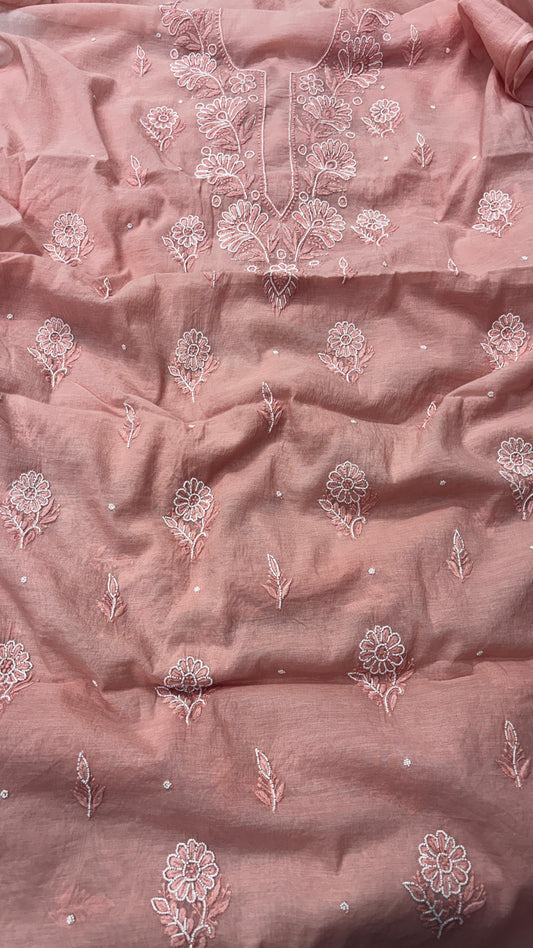 Light Mauve Mul Kurta & Dupatta Set – Adorned with Pearl & Cutdana Work