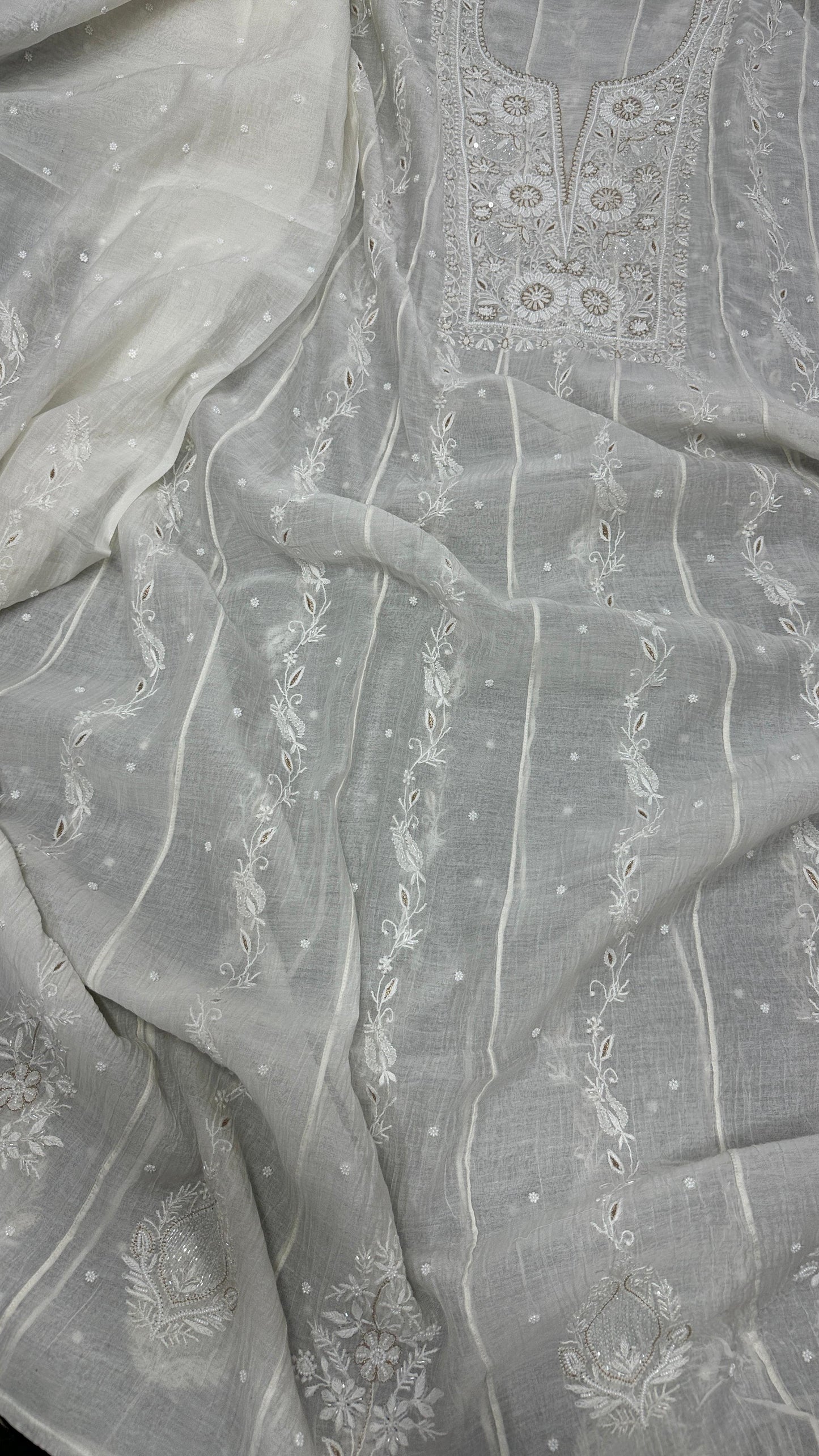Luxurious Mul Chanderi Semi-Stitched Anarkali Dupatta Set – A Timeless Masterpiece!