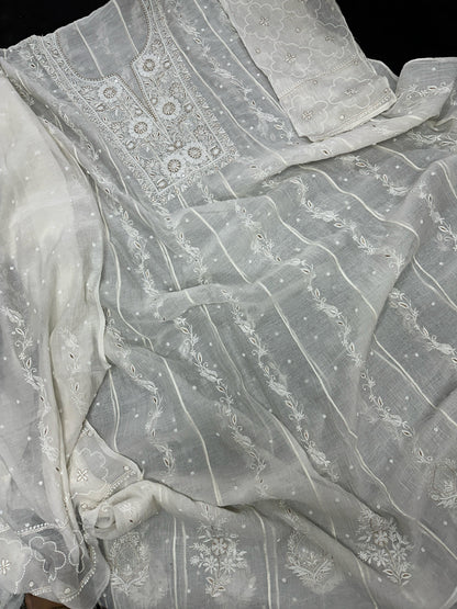 Luxurious Mul Chanderi Semi-Stitched Anarkali Dupatta Set – A Timeless Masterpiece!