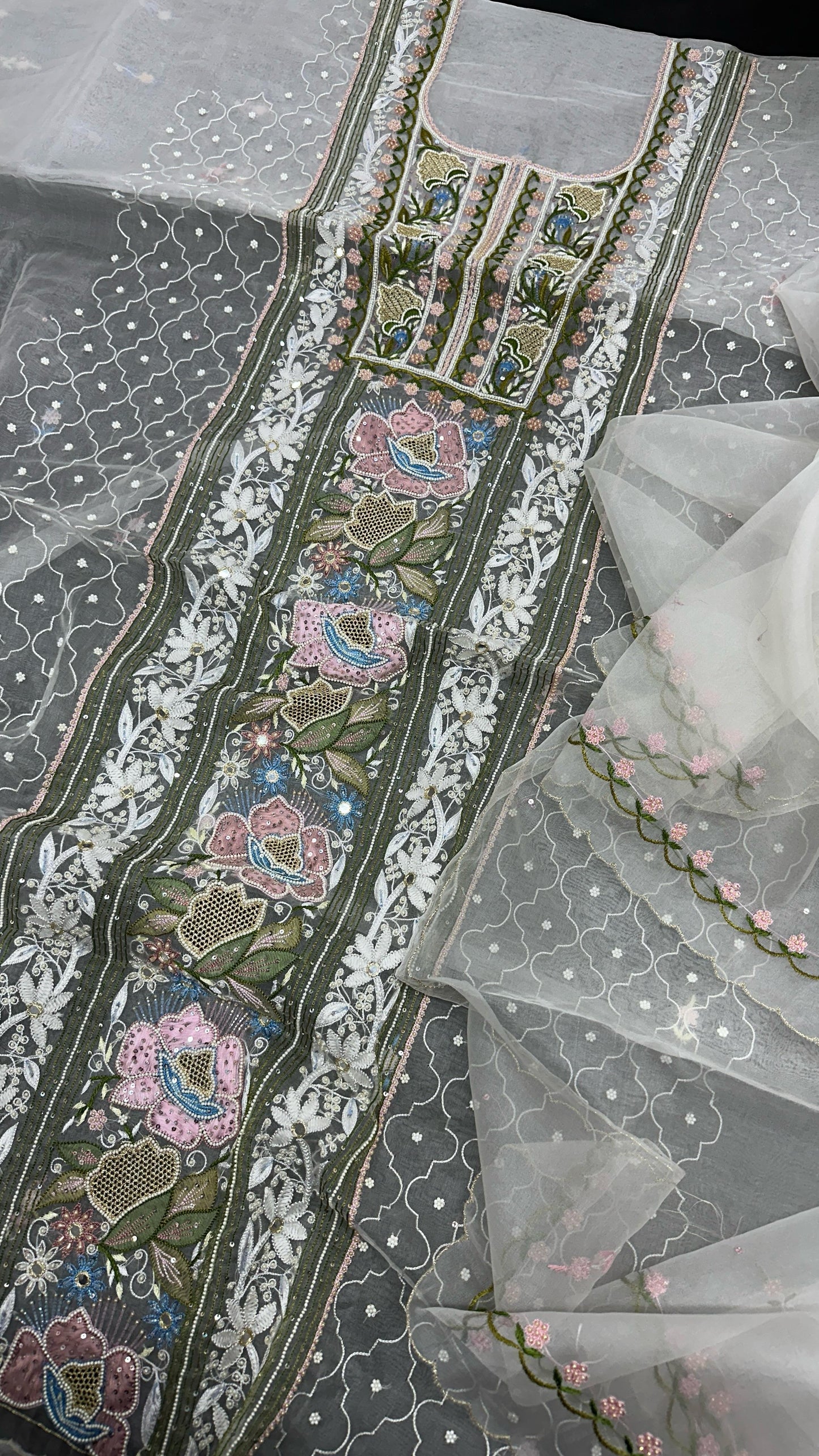 Opulent Pure Organza Silk Shirt & Dupatta Set – A Masterpiece of Elegance
