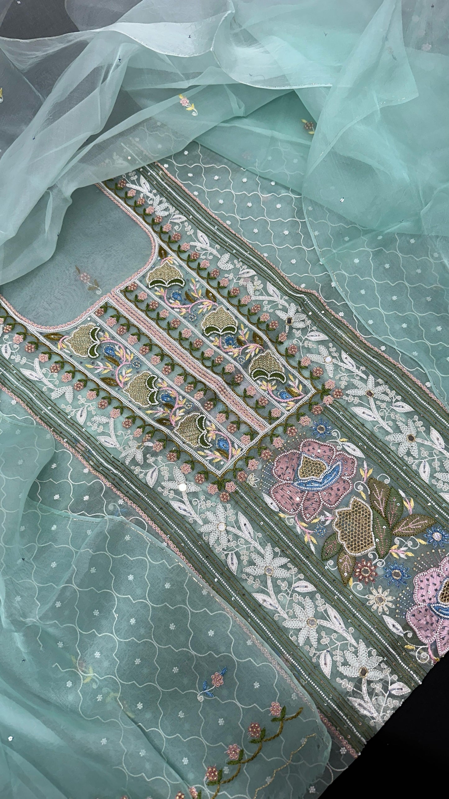 Opulent Pure Organza Silk Shirt & Dupatta Set – A Masterpiece of Elegance