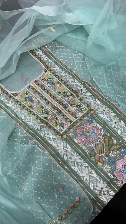 Opulent Pure Organza Silk Shirt & Dupatta Set – A Masterpiece of Elegance