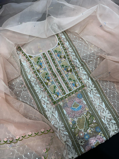 Opulent Pure Organza Silk Shirt & Dupatta Set – A Masterpiece of Elegance