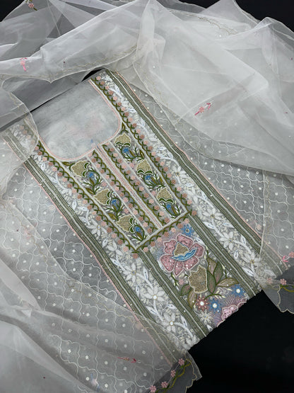 Opulent Pure Organza Silk Shirt & Dupatta Set – A Masterpiece of Elegance