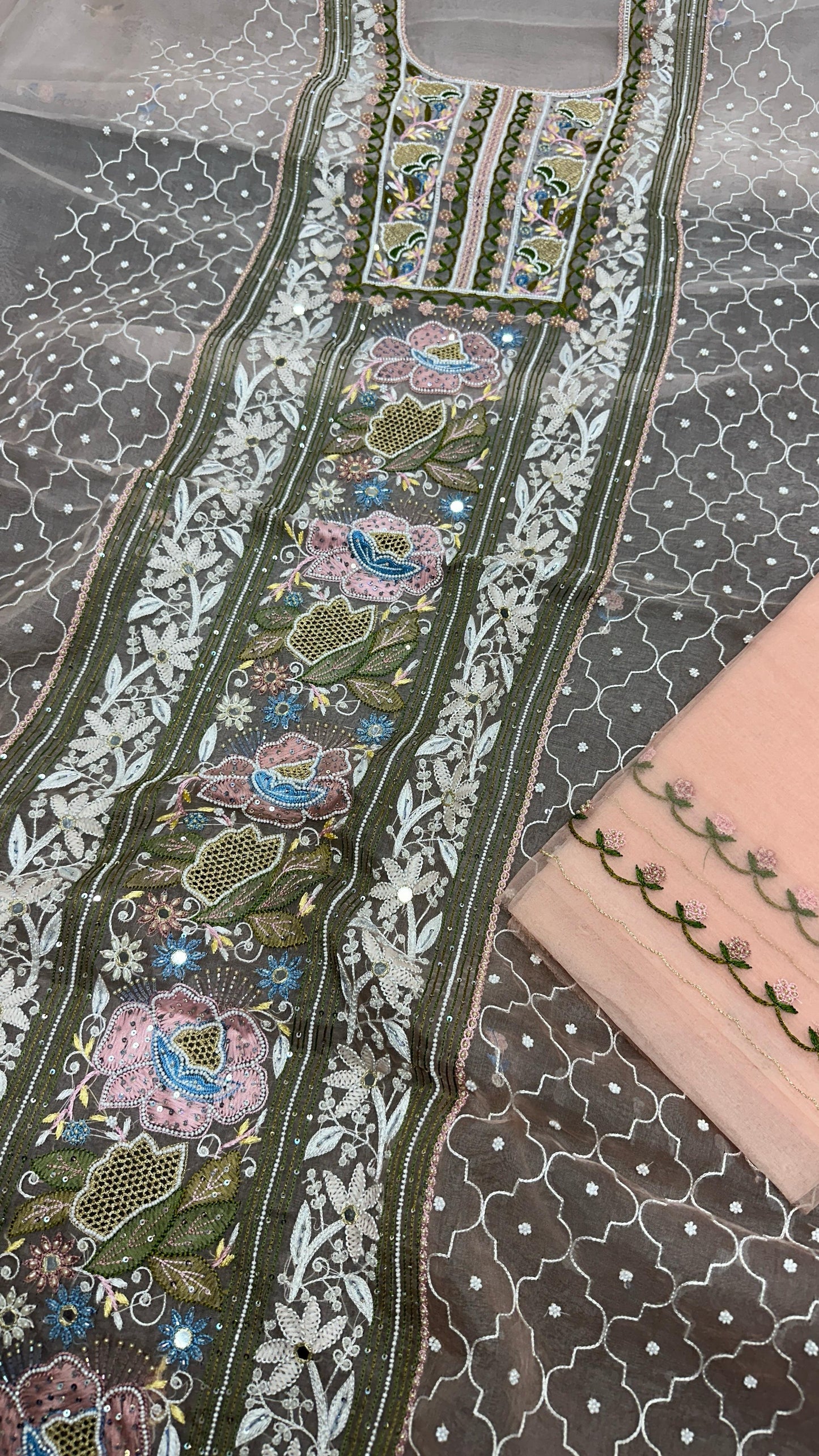Opulent Pure Organza Silk Shirt & Dupatta Set – A Masterpiece of Elegance