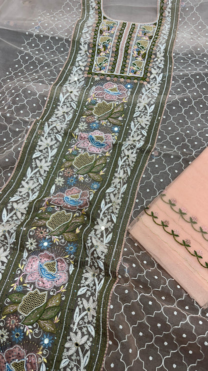 Opulent Pure Organza Silk Shirt & Dupatta Set – A Masterpiece of Elegance