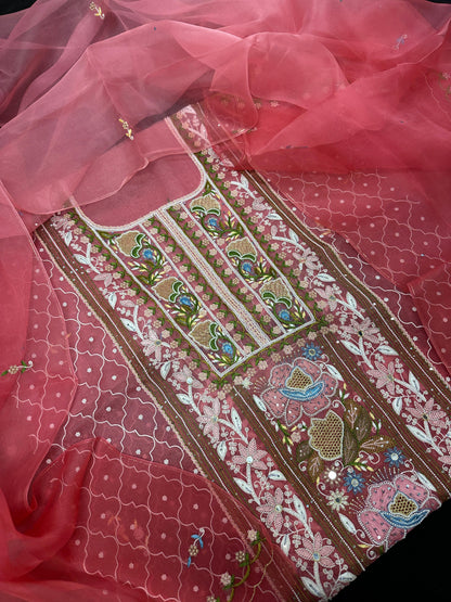 Opulent Pure Organza Silk Shirt & Dupatta Set – A Masterpiece of Elegance