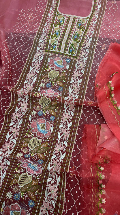 Opulent Pure Organza Silk Shirt & Dupatta Set – A Masterpiece of Elegance