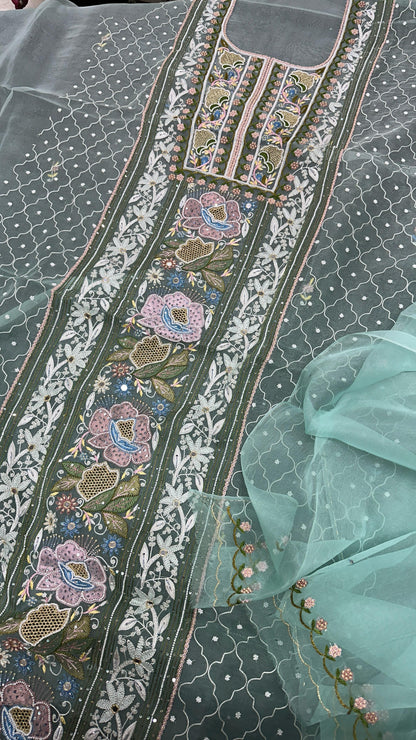 Opulent Pure Organza Silk Shirt & Dupatta Set – A Masterpiece of Elegance
