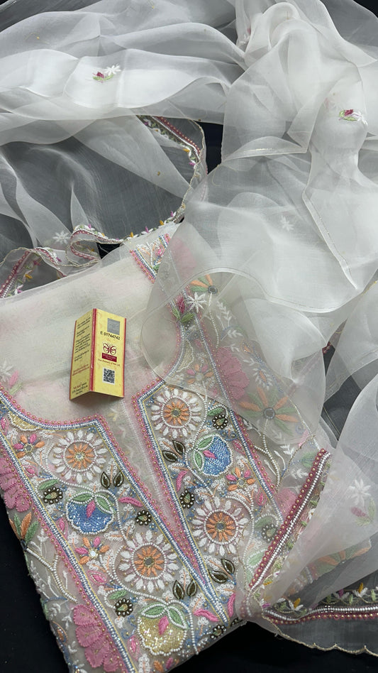 Exquisite Pure Organza Silk Shirt & Dupatta Set – A Masterpiece of Artistry