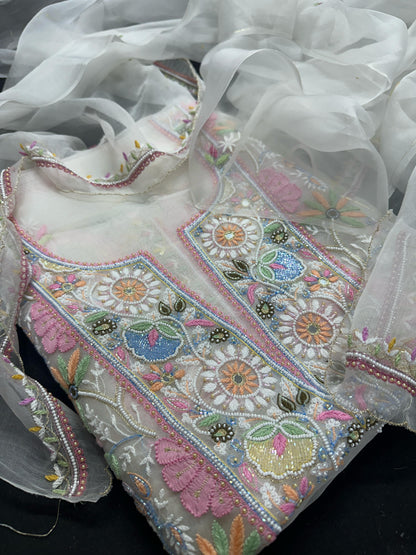 Exquisite Pure Organza Silk Shirt & Dupatta Set – A Masterpiece of Artistry