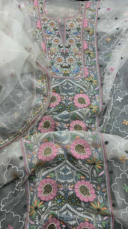 Exquisite Pure Organza Silk Shirt & Dupatta Set – A Masterpiece of Artistry