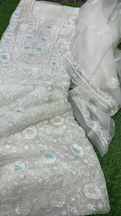 Aurora Organza Silk Shirt & Dupatta Set – Embracing Tradition with Grace & Grandeur
