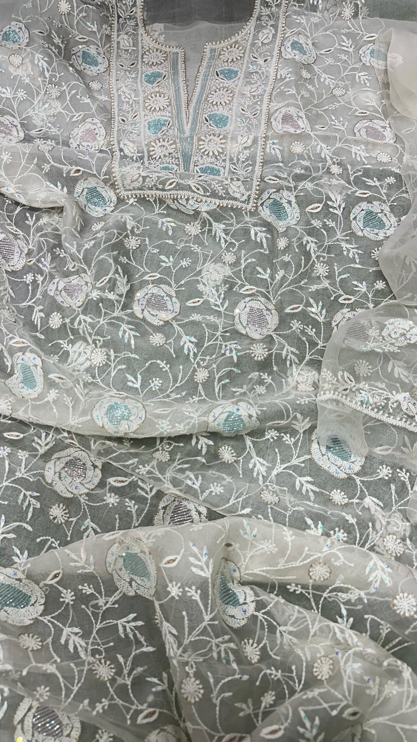 Aurora Organza Silk Shirt & Dupatta Set – Embracing Tradition with Grace & Grandeur