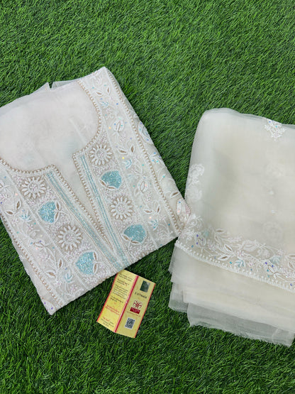 Aurora Organza Silk Shirt & Dupatta Set – Embracing Tradition with Grace & Grandeur