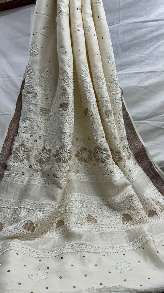 Ivory Moonlight Pure Desi Moonga Silk Saree – Embracing Heritage, Redefining Luxury