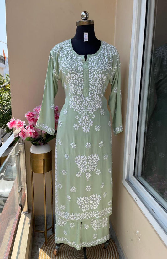 Earthy Sage Green Modal Palazzo Set – A Symphony of Grace & Comfort
