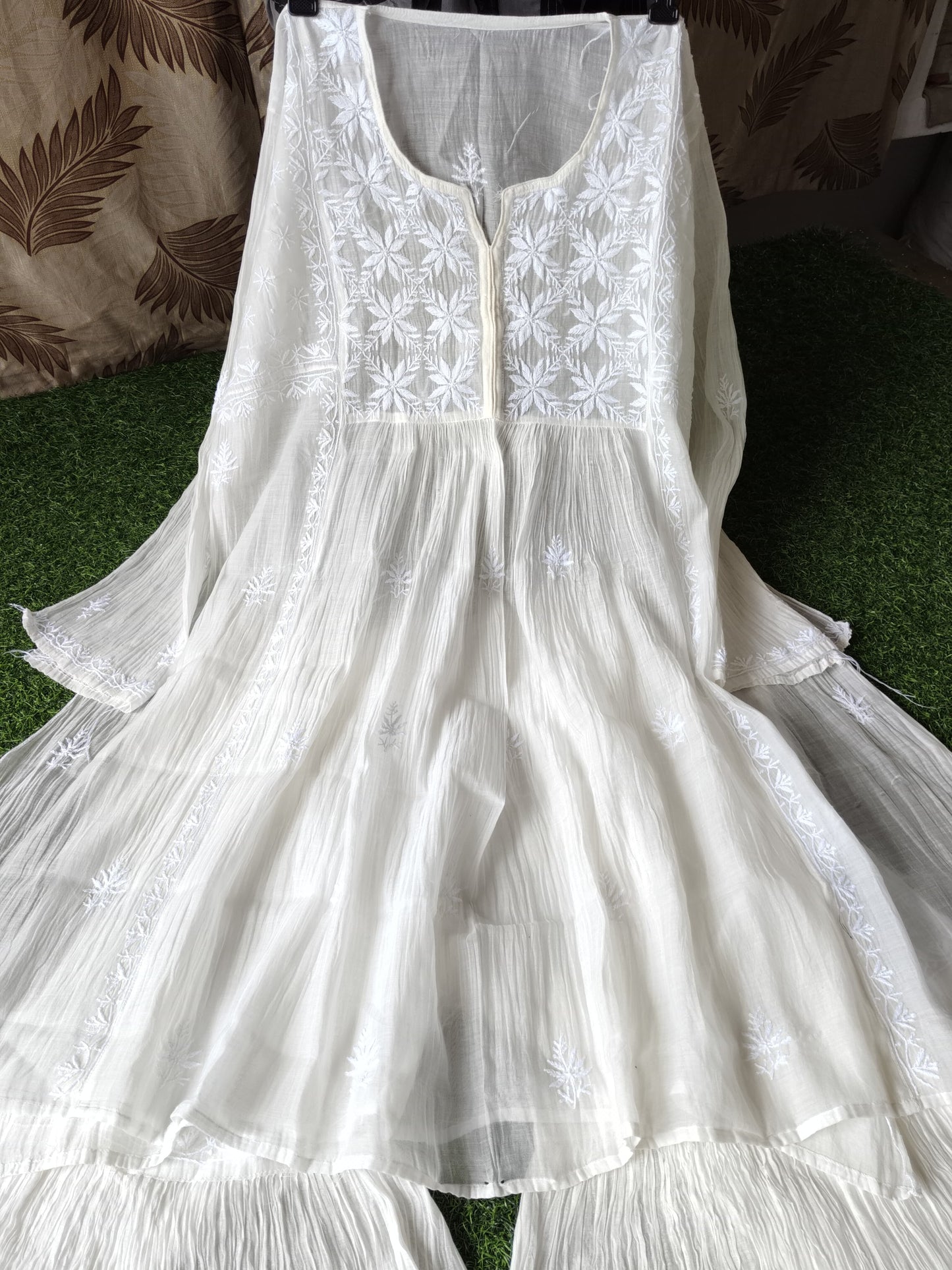Pearl White Chanderi Sharara Set – A Regal Affair of Handwoven Art