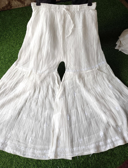Pearl White Chanderi Sharara Set – A Regal Affair of Handwoven Art