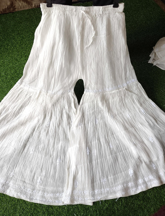 Pearl White Chanderi Sharara Set – A Regal Affair of Handwoven Art